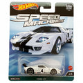 Hot Wheels Premium 1:64 Car Culture Speed Machines — Ford GT | White & Black #4 Racing Livery | Real Riders | Metal/Metal | 4/5 | FPY86 | Die-Cast Collectible