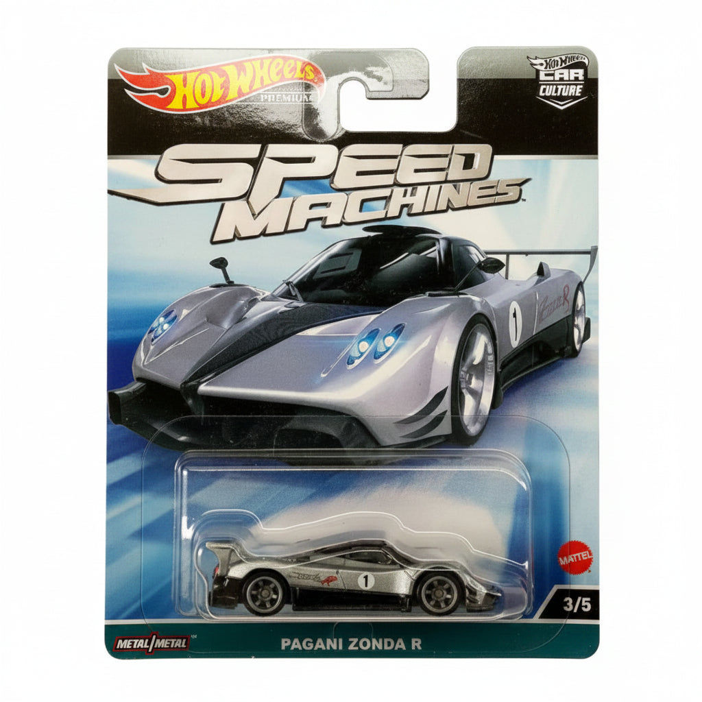 Hot Wheels Premium Speed Machines Pagani Zonda R Silver | 1:64 Scale Die-Cast Collectible