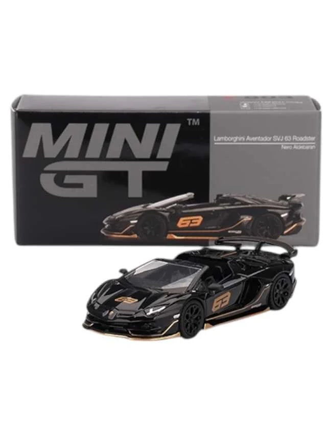 Mini GT 1:64 — Lamborghini Aventador SVJ 63 Roadster | Nero Aldebaran | Die-Cast Collectible