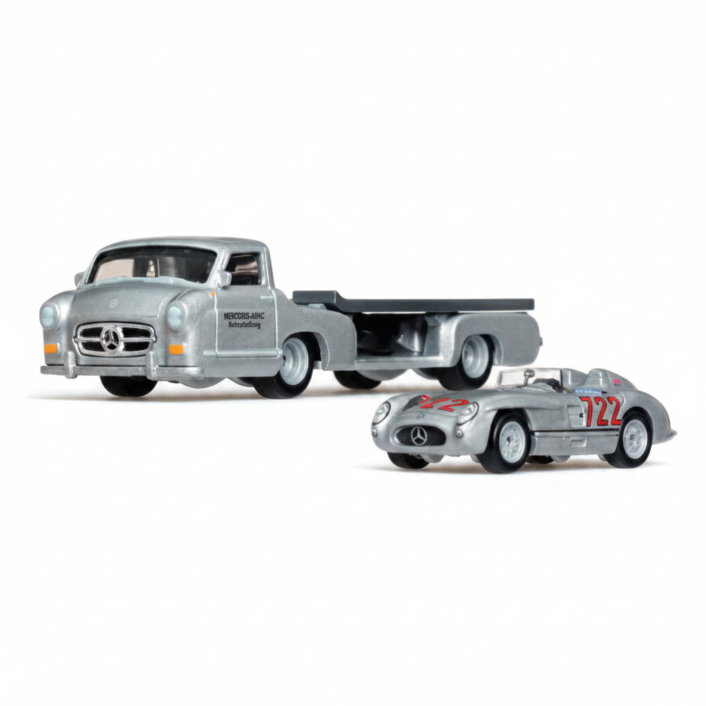 Hot Wheels Premium Team Transport Mercedes-Benz 300 SLR & Mercedes-Benz Renntransporter | 1:64 Scale Die-Cast Collectible