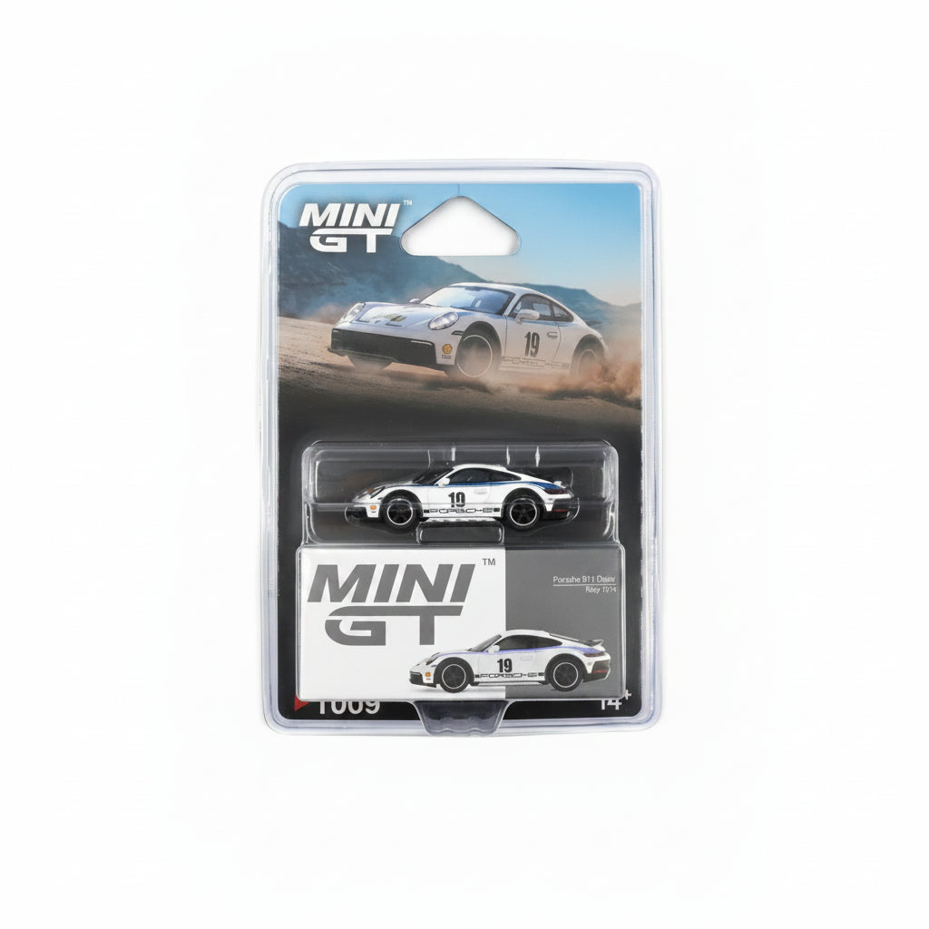 Mini GT 1:64 — Porsche 911 Dakar | Rally 1974 Livery | White | #1009 | Blister Pack | Die-Cast Collectible