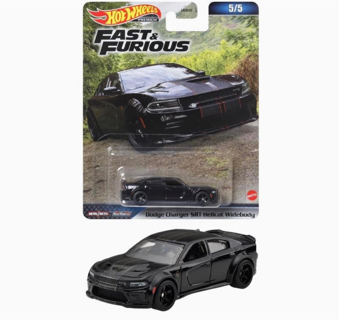 Hot Wheels Premium 1:64 Fast & Furious — Dodge Charger SRT Hellcat Widebody | Matte Black | 5/5 | HMW46 | Die-Cast Collectible