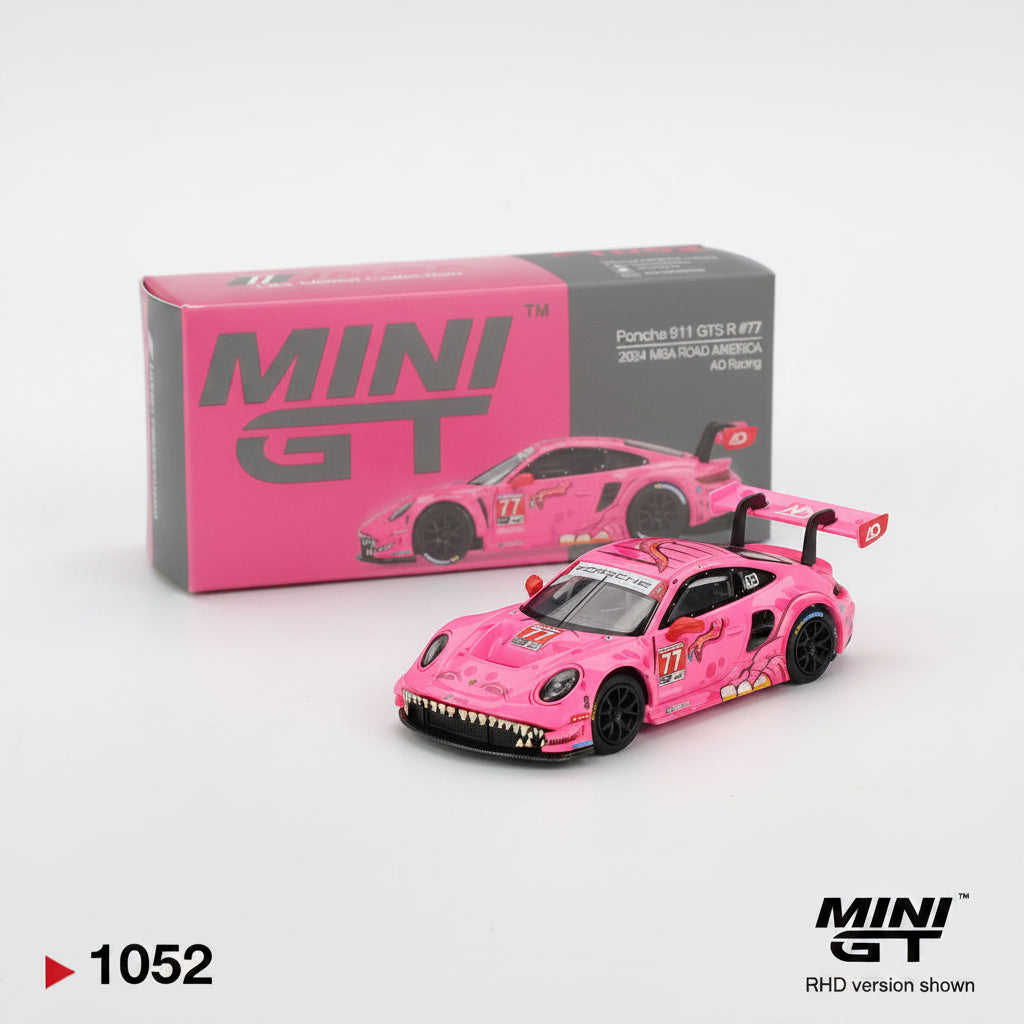 Mini GT 1:64 Porsche 911 GT3 R #77 AO Racing Roxy 2024 IMSA Road America | #1052 | Die-Cast Collectible