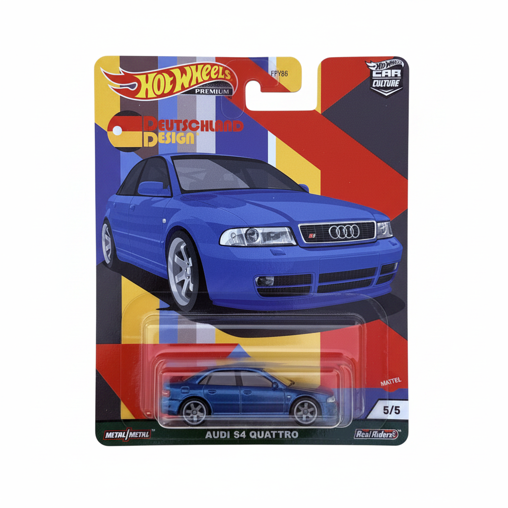 Hot Wheels Premium 1:64 Car Culture Deutschland Design — Audi S4 Quattro | Blue | 5/5 | FPY86 | Die-Cast Collectible