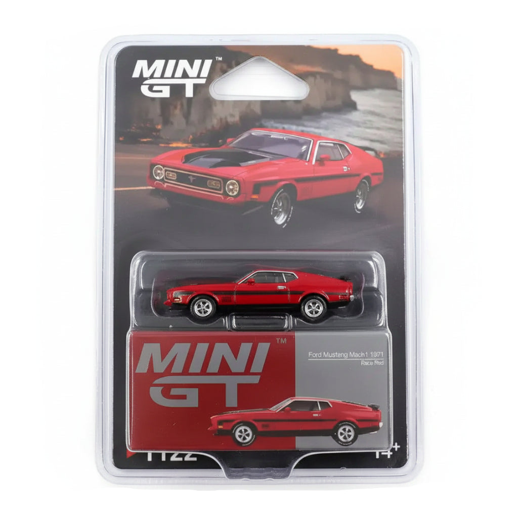 Mini GT 1:64 Ford Mustang Mach 1 1971 Race Red | Blister Pack | Die-Cast Collectible