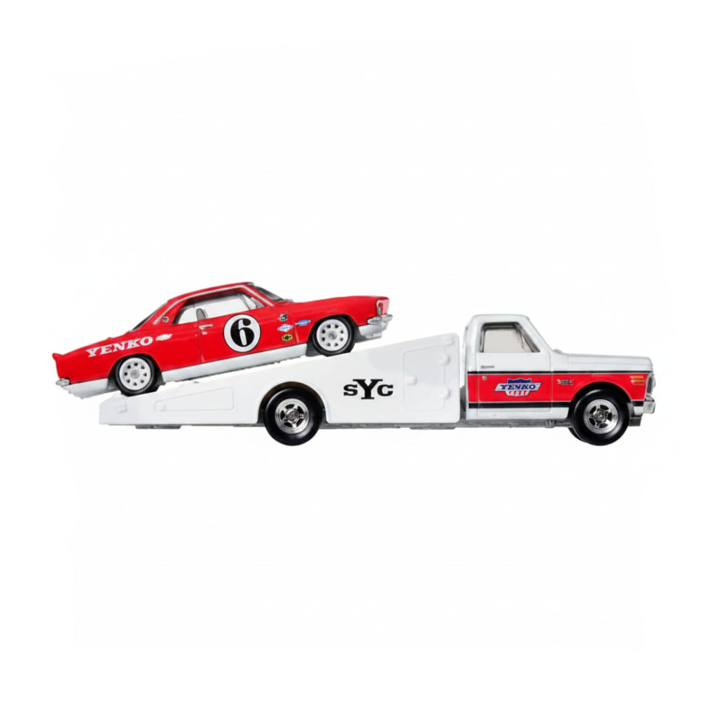 Hot Wheels Premium Team Transport '66 Chevrolet Corvair Yenko Stinger & '72 Chevy Ramp Truck | 1:64 Scale Die-Cast Collectible