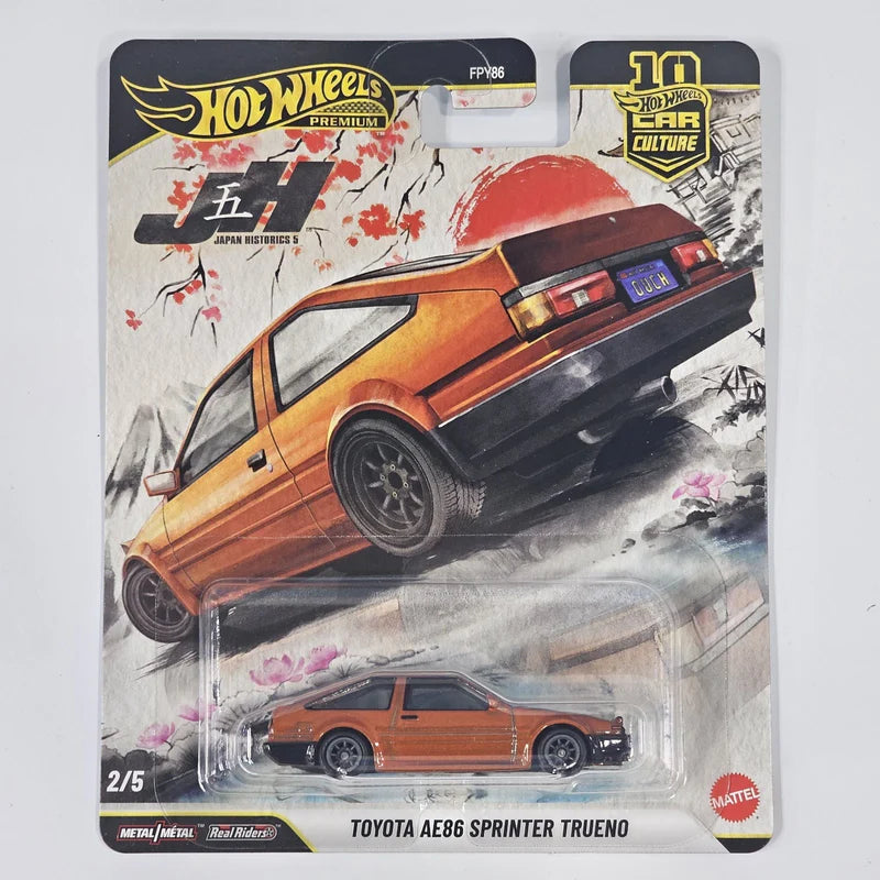 Hot Wheels Premium 1:64 Car Culture Japan Historics 5 — Toyota AE86 Sprinter Trueno | Copper | 2/5 | FPY86 | 10th Anniversary | Die-Cast Collectible