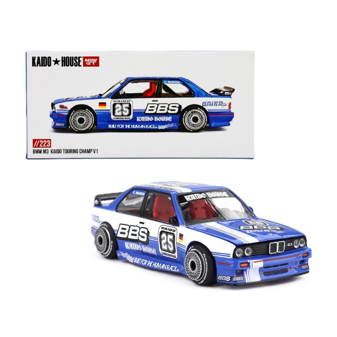 Kaido House x Mini GT #223 BMW M3 Kaido Touring Champ V1 BBS Blue | 1:64 Die-Cast Collectible