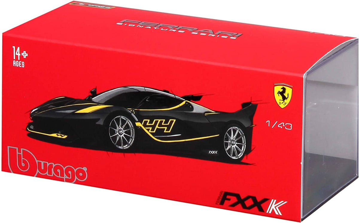 Bburago Signature Series 1:43 — Ferrari FXX K | Black | Rosso Corsa | Die-Cast Collectible