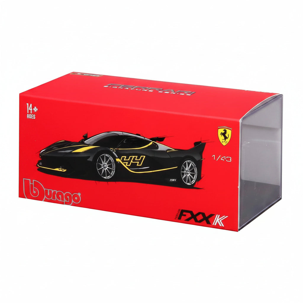 Bburago Signature Series 1:43 — Ferrari FXX K | Black | Rosso Corsa | Die-Cast Collectible