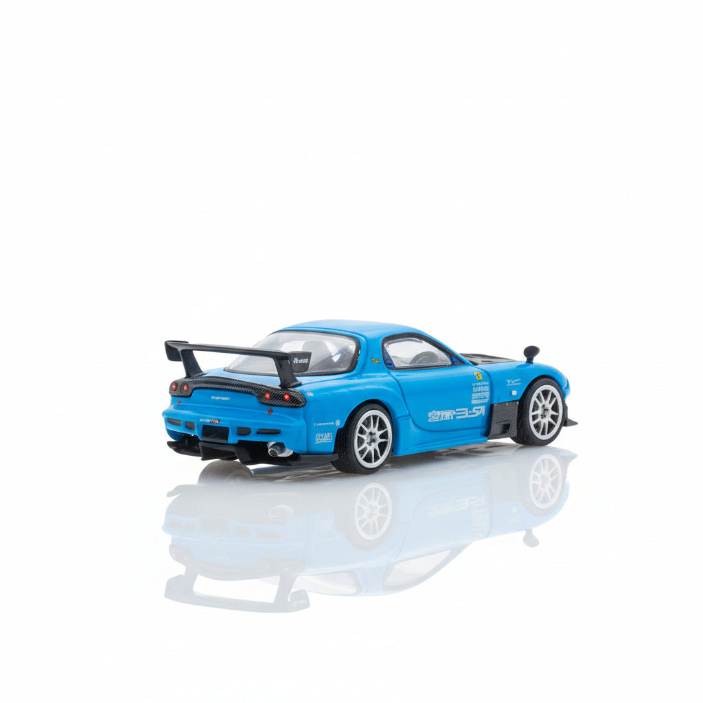 Mini GT 1:64 Mazda RX-7 FD3S RE-Amemiya 20B 3-Rotor | Blue | #61 | Die-Cast Collectible
