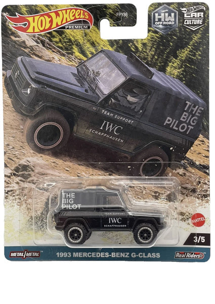 Hot Wheels Premium 1:64 Car Culture HW Off-Road — 1993 Mercedes-Benz G-Class | Black IWC Livery | 3/5 | FPY86 | Die-Cast Collectible