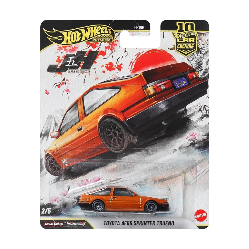 Hot Wheels Premium 1:64 Car Culture Japan Historics 5 — Toyota AE86 Sprinter Trueno | Copper | 2/5 | FPY86 | 10th Anniversary | Die-Cast Collectible