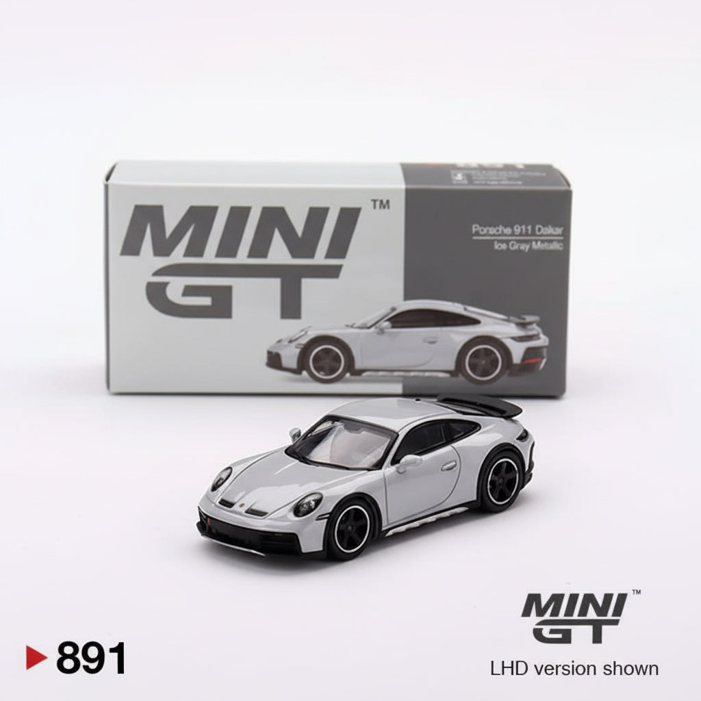 Mini GT 1:64 Porsche 911 Dakar | Ice Grey Metallic | #891 | Die-Cast Collectible