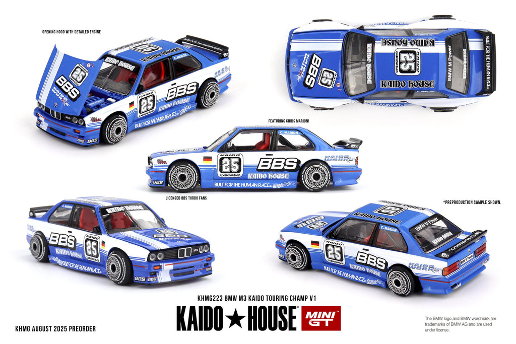 Kaido House x Mini GT #223 BMW M3 Kaido Touring Champ V1 BBS Blue | 1:64 Die-Cast Collectible