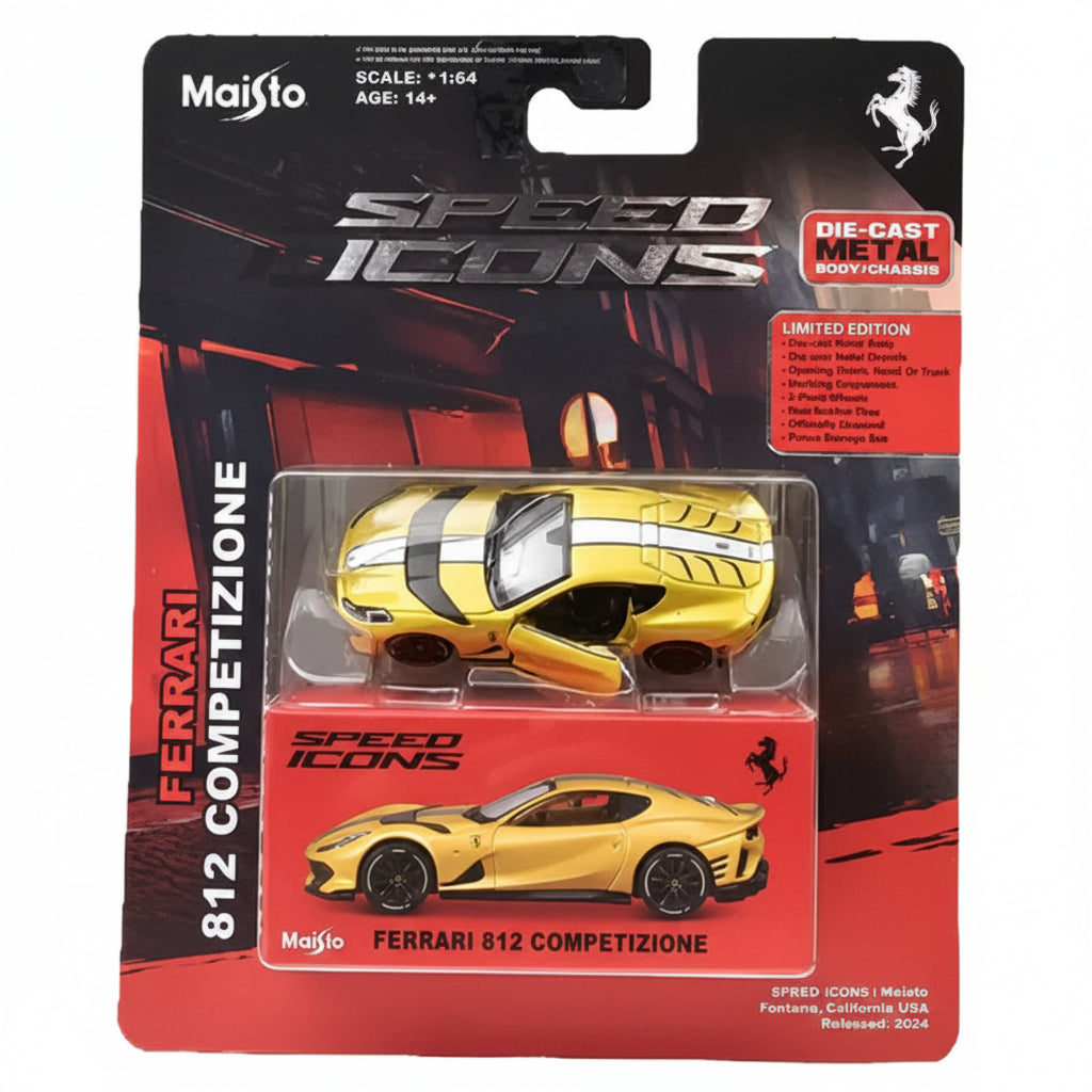 Maisto Speed Icons Ferrari 812 Competizione | Yellow | 1:64 Scale Die-Cast Collectible
