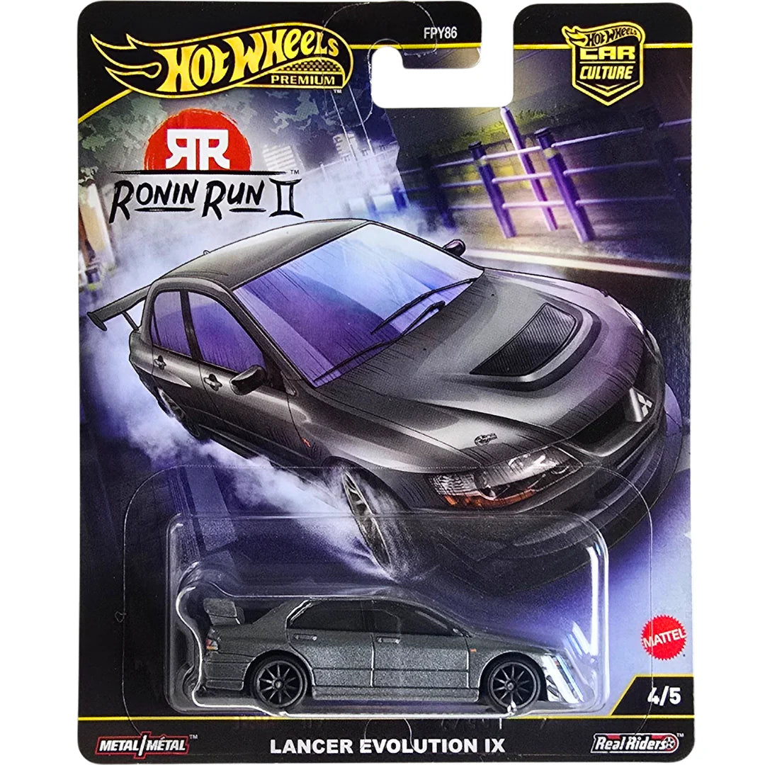 Hot Wheels Premium 1:64 Car Culture Ronin Run II — Mitsubishi Lancer Evolution IX | Gunmetal | 4/5 | Die-Cast Collectible