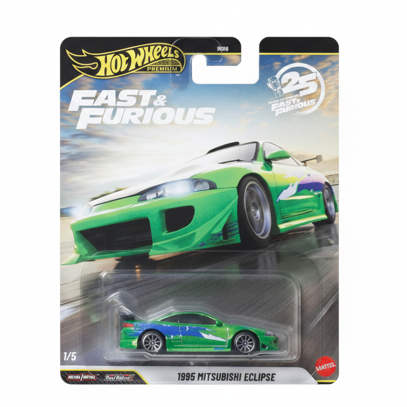 Hot Wheels Premium Fast & Furious 1995 Mitsubishi Eclipse Chase | 1:64 Scale Die-Cast Collectible