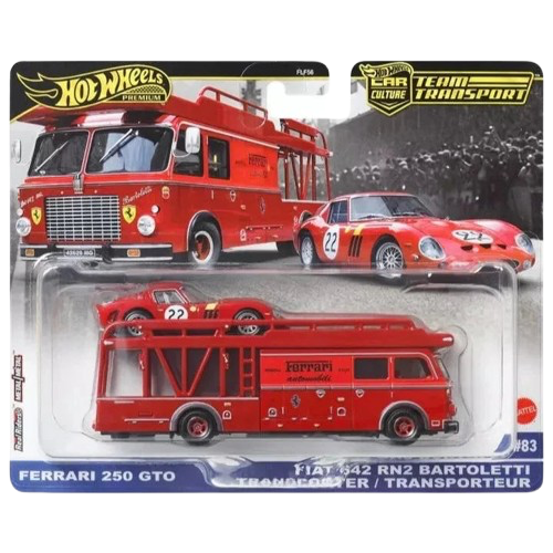 Hot Wheels Team Transport Ferrari 250 GTO & Fiat 642 RN2 Bartoletti Transporter | 1:64 Scale Die-Cast Set