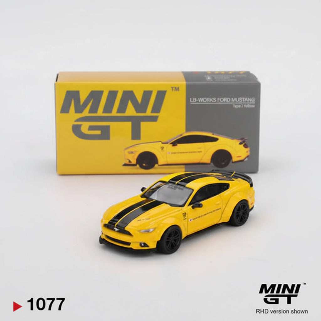 Mini GT 1:64 LB-Works Ford Mustang | Triple Yellow | Die-Cast Collectible