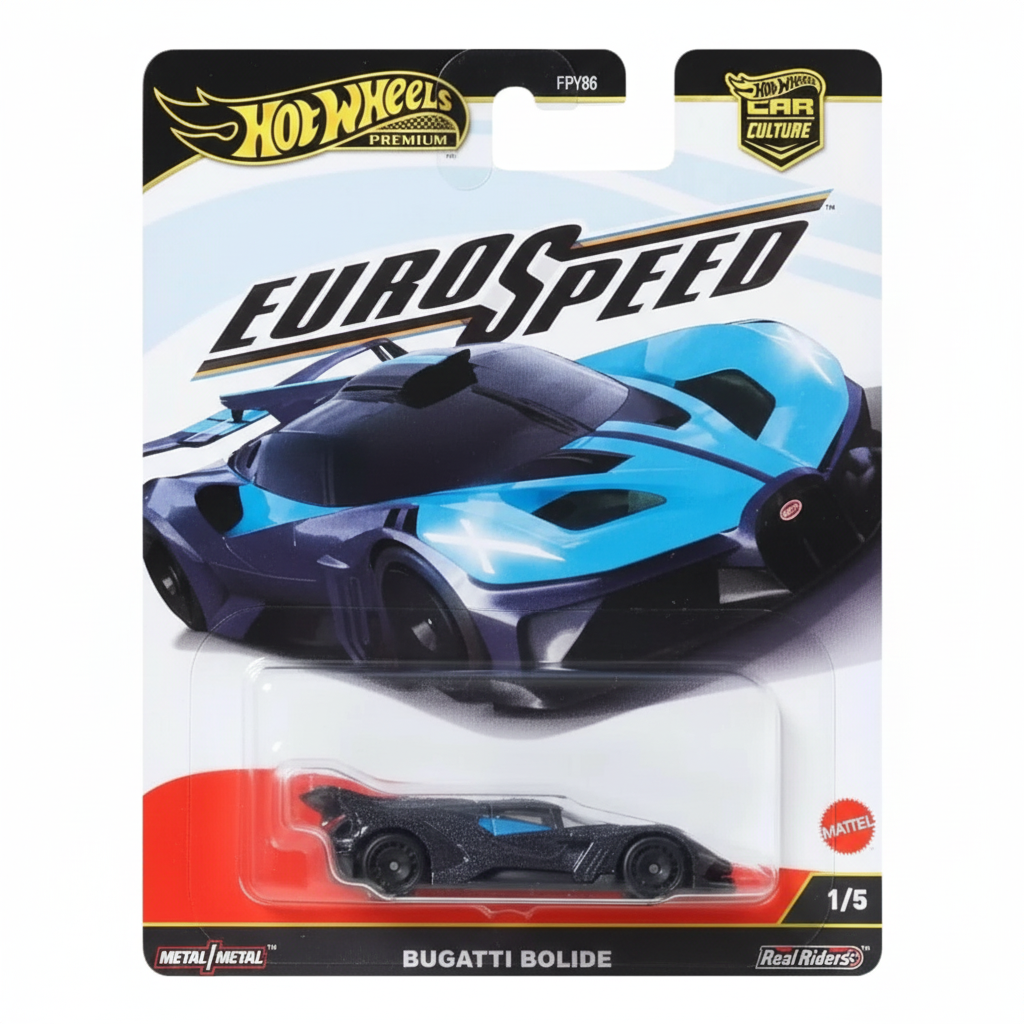 Hot Wheels Premium Euro Speed Bugatti Bolide Blue  | 1:64 Scale Die-Cast Collectible