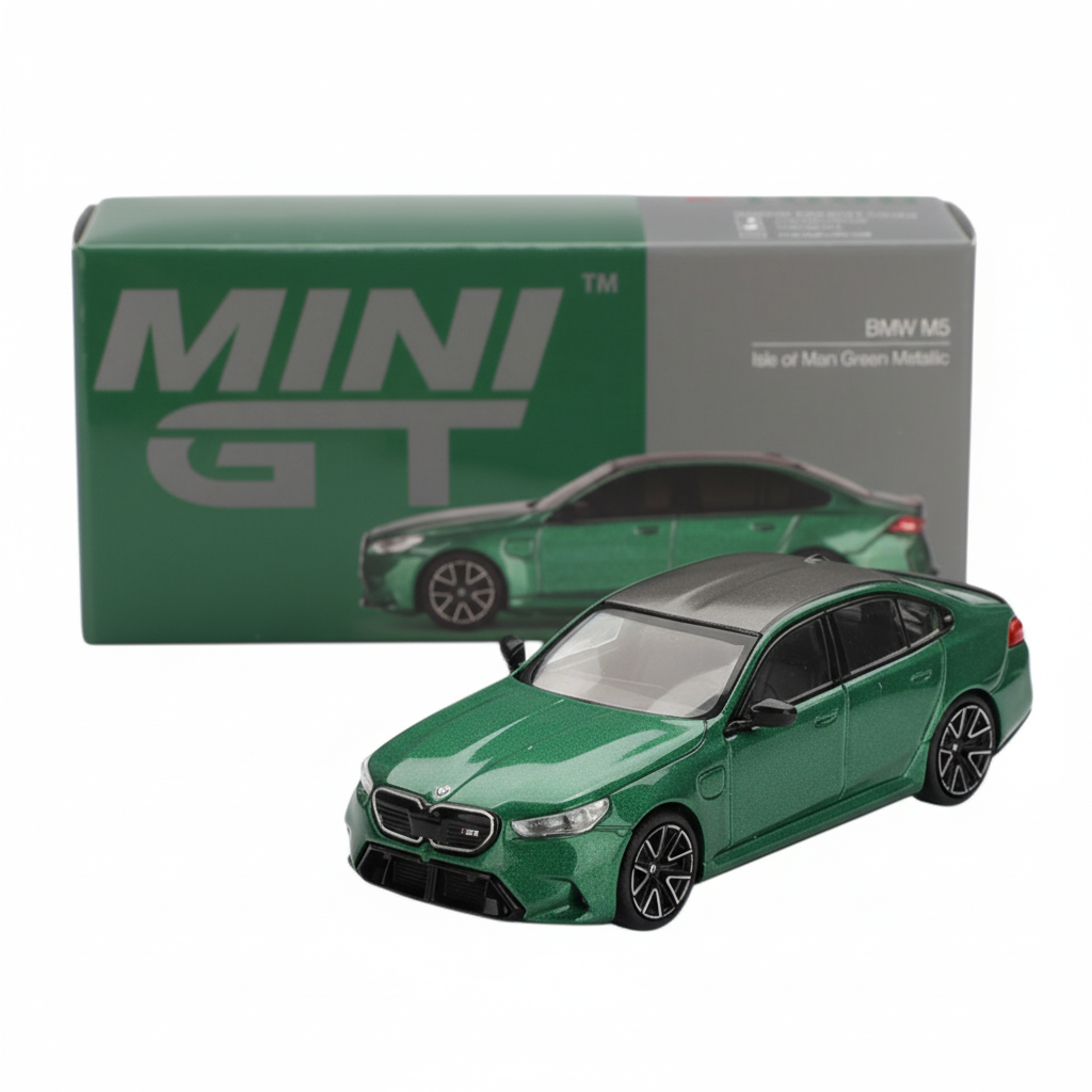 Mini GT 1:64 BMW M5 G90 | Isle of Man Green Metallic | Die-Cast Collectible