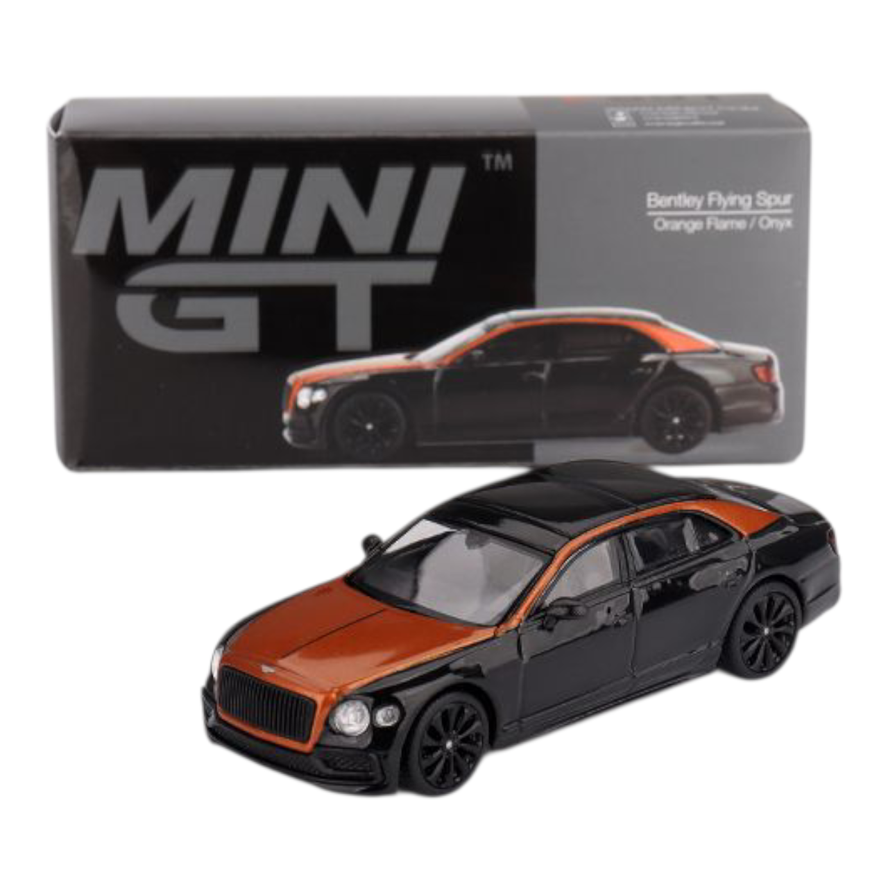 Mini GT 1:64 Bentley Flying Spur | Orange Flame / Onyx | #991 | Die-Cast Collectible