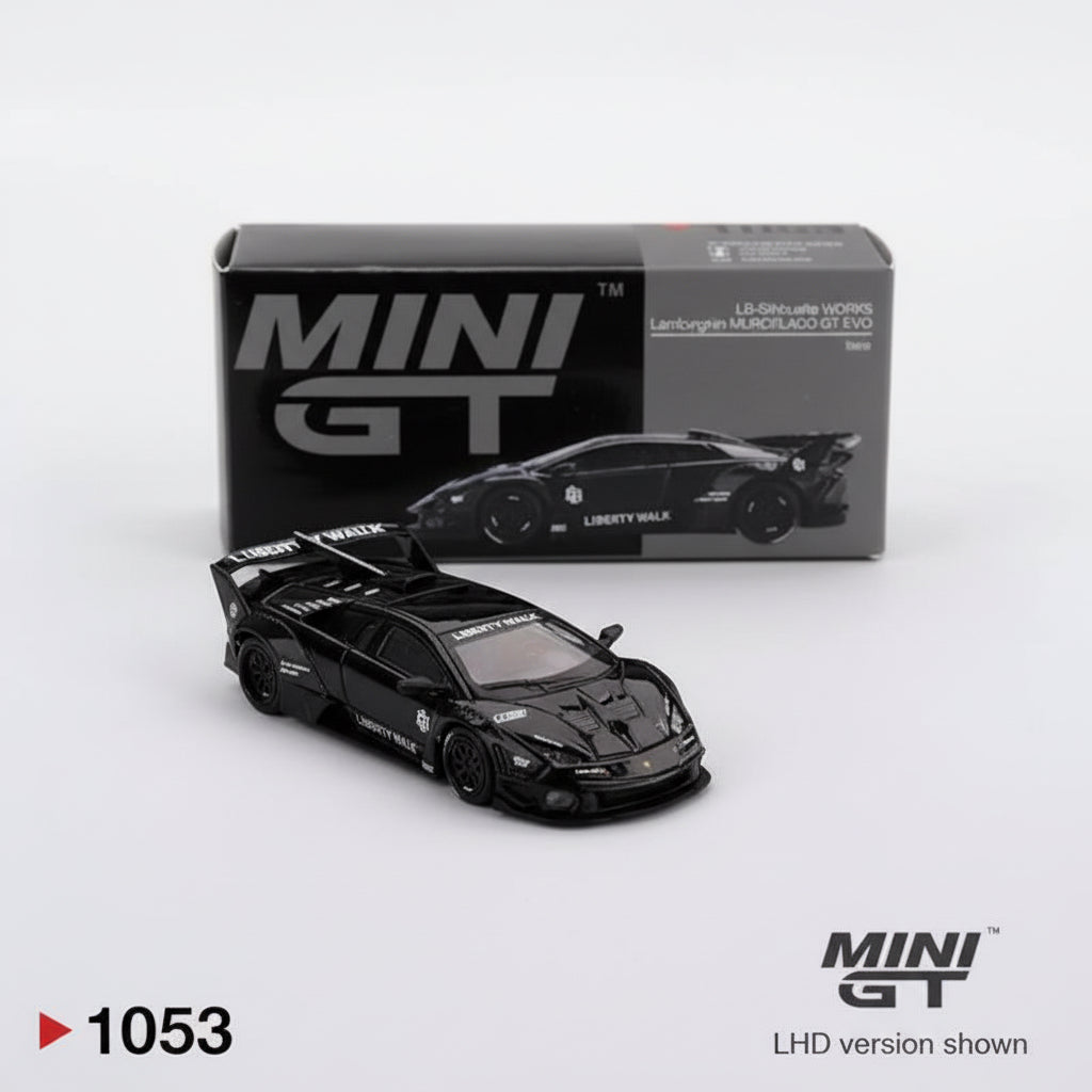 Mini GT 1:64 LB-Silhouette Works Lamborghini Murciélago GT EVO | Black | #1053 | Die-Cast Collectible