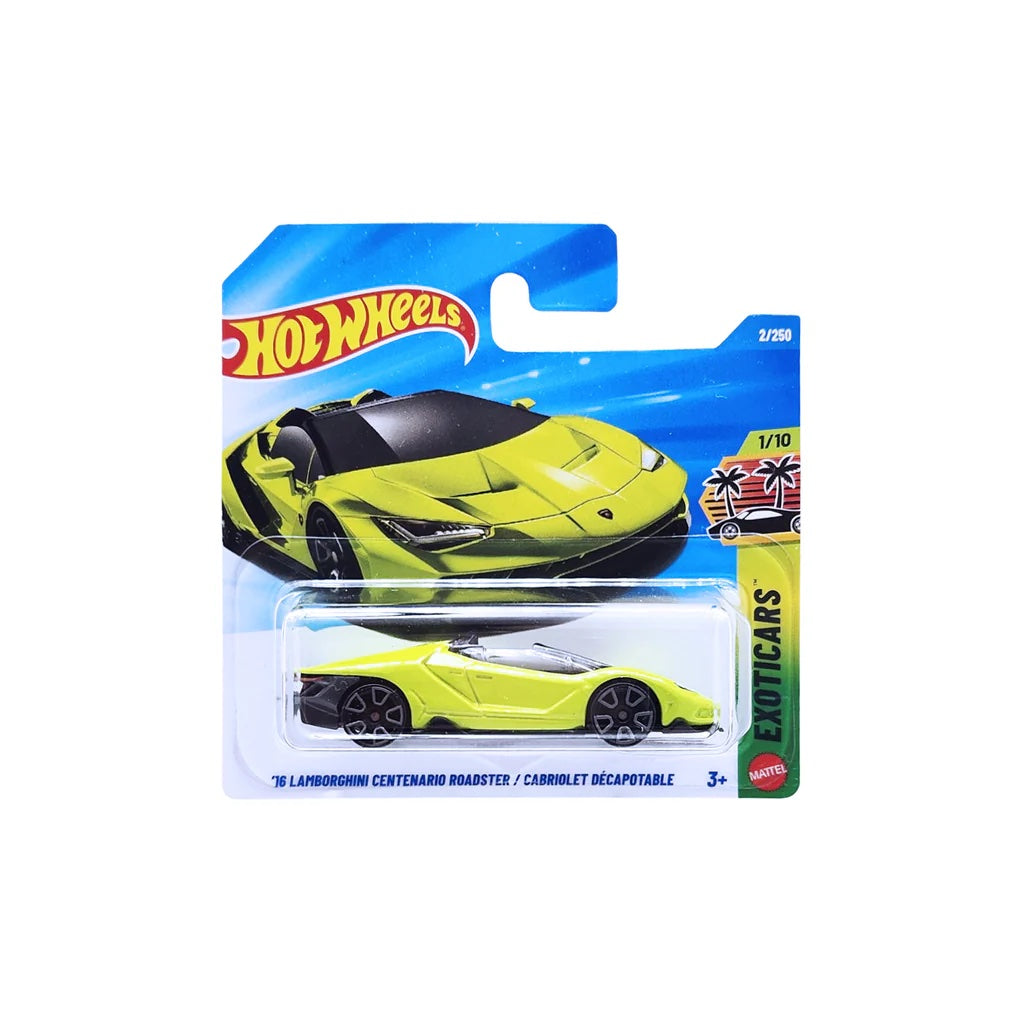 Hot Wheels Mainline 1:64 Exoticars — '16 Lamborghini Centenario Roadster | Lime Green & Black | 1/10 | #2/250 | Die-Cast Collectible