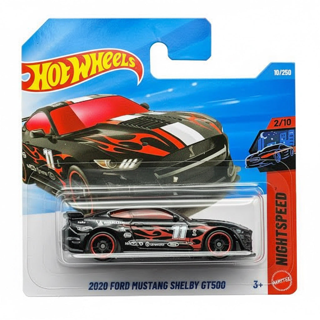 Hot Wheels Mainline 1:64 Nightspeed — 2020 Ford Mustang Shelby GT500 | Black & Red Flames #11 | 2/10 | #10/250 | Die-Cast Collectible