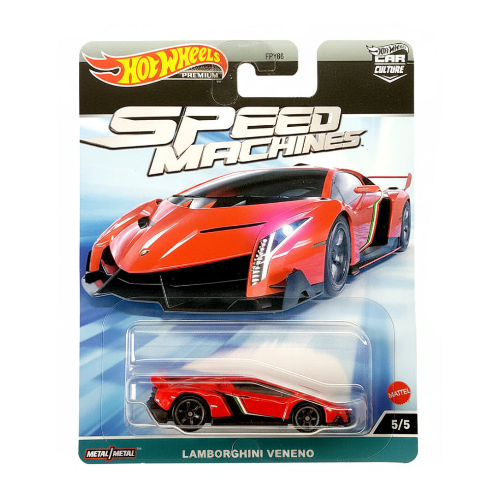 Hot Wheels Premium Speed Machines Lamborghini Veneno Red | 1:64 Scale Die-Cast Collectible
