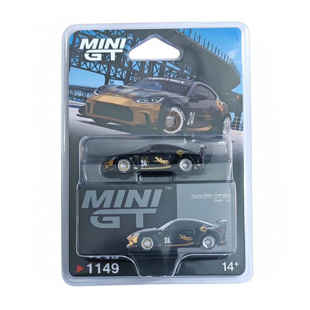 Mini GT 1:64 Toyota GR86 GR Nation Black/Gold | Blister Pack | Die-Cast Collectible