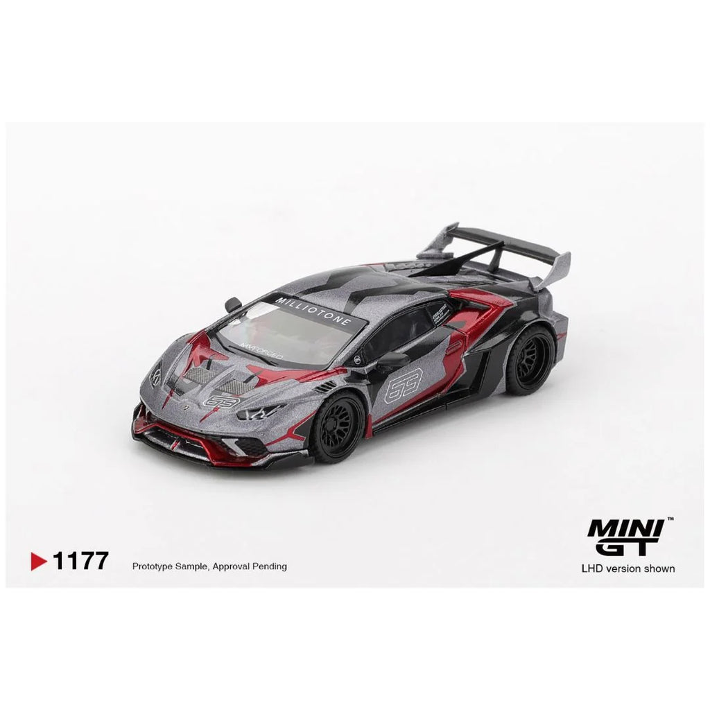Mini GT #1177 LB★WORKS Lamborghini Huracán GT Ronin Dark Grey | 1:64 Die-Cast Collectible