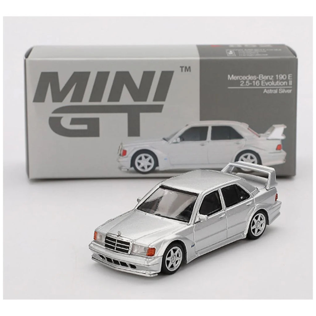 Mini GT #852 Mercedes-Benz 190E 2.5-16 Evolution II Astral Silver | 1:64 Die-Cast Collectible