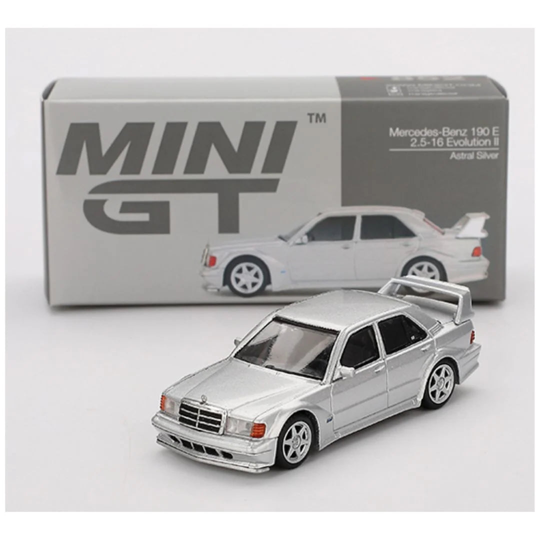 Mini GT #852 Mercedes-Benz 190E 2.5-16 Evolution II Astral Silver | 1:64 Die-Cast Collectible