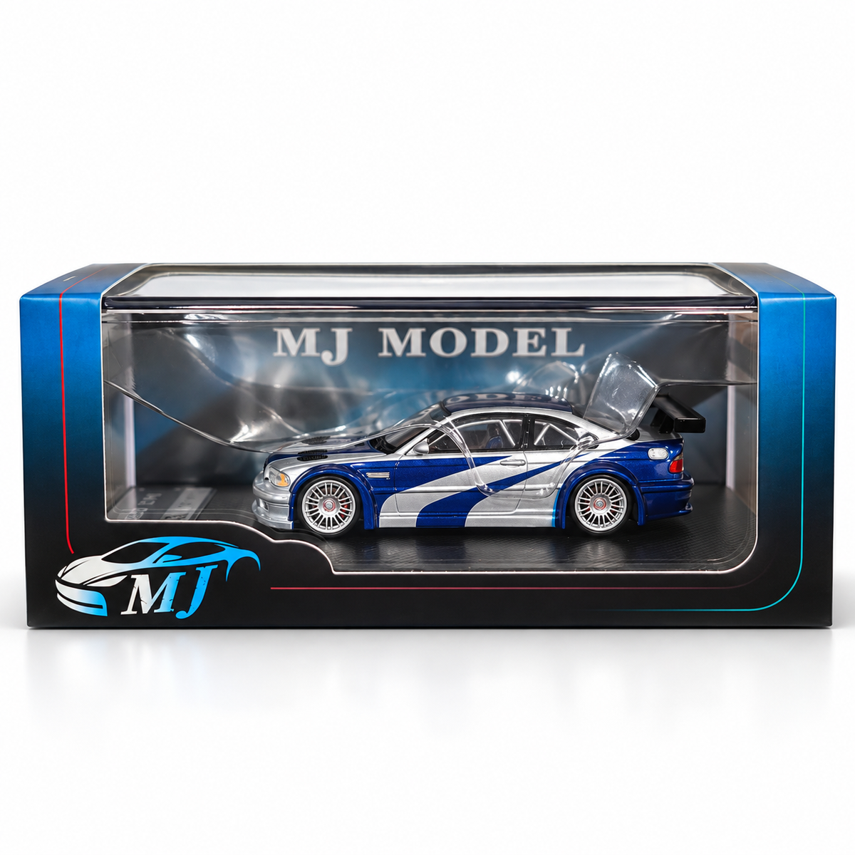 MJ Model BMW M3 GTR Chrome Silver Blue NFS | 1:64 Die-Cast Collectible
