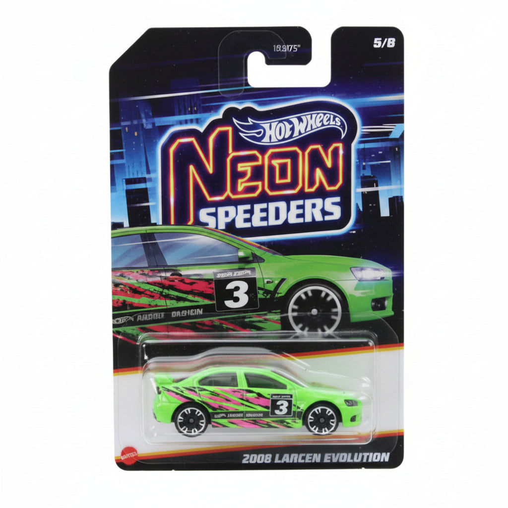 Hot Wheels Silver Series Neon Speeders 2008 Mitsubishi Lancer Evolution | 1:64 Scale Die-Cast Collectible