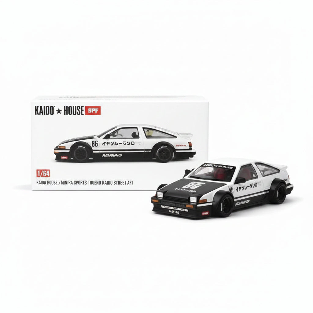 Kaido House x MiniGT Toyota Sprinter Trueno AE86 Kaido Street V1 (KHMG180) | 1:64 Scale Die-Cast Collectible