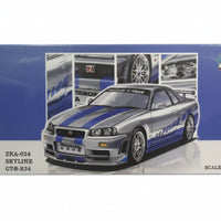 Demon King Auto 1:64 Nissan Skyline GT-R R34 | Silver with Blue Stripes | Die-Cast Collectible