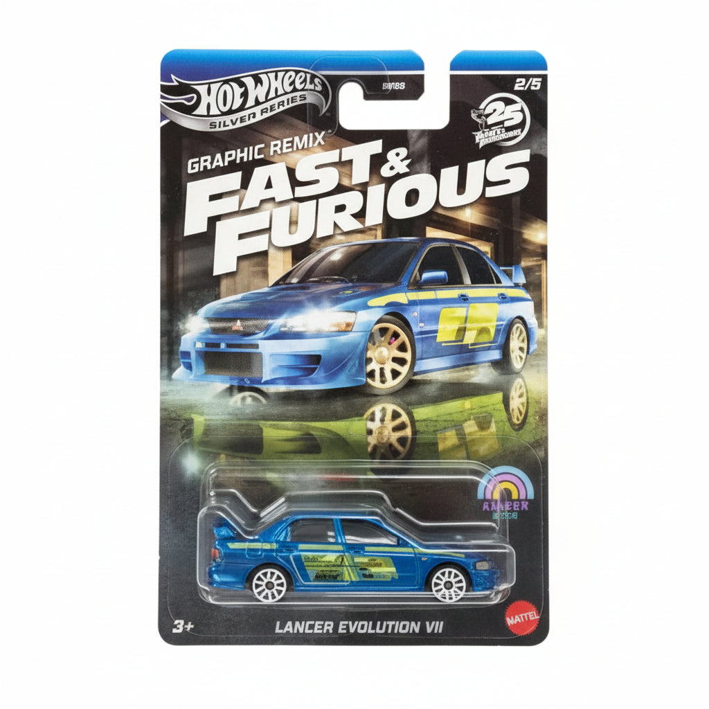 Hot Wheels Silver Series Graphic Remix Fast & Furious Mitsubishi Lancer Evolution VII | 1:64 Scale Die-Cast Collectible
