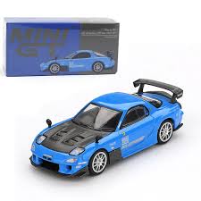 Mini GT 1:64 Mazda RX-7 FD3S RE-Amemiya 20B 3-Rotor | Blue | #61 | Die-Cast Collectible