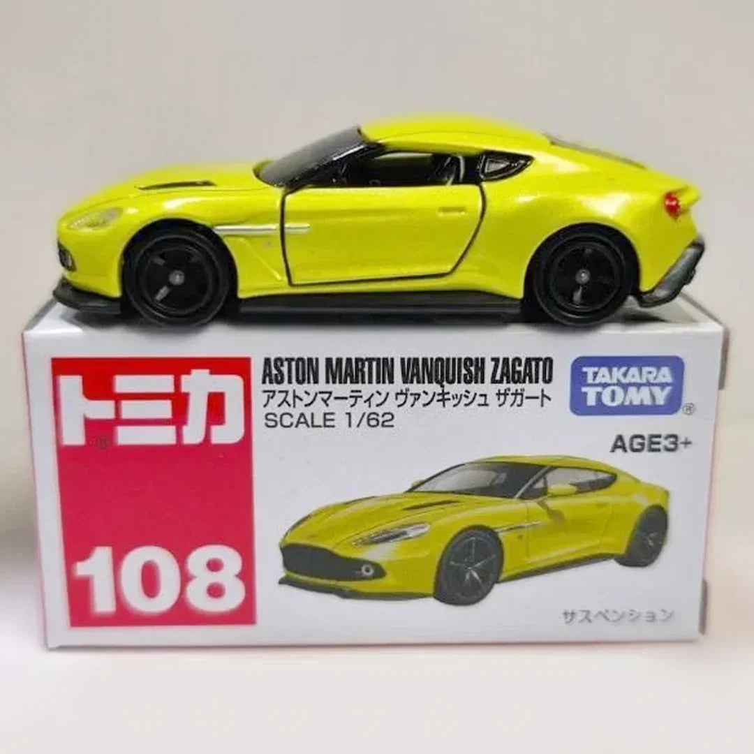 Tomica Premium 1:64 — Aston Martin Vanquish Zagato | Yellow | No. 108 | Die-Cast Collectible