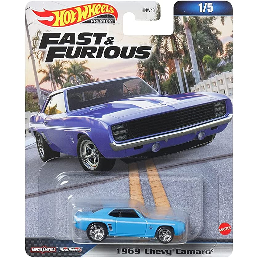 Hot Wheels Premium 1:64 Fast & Furious — 1969 Chevy Camaro | Blue | 1/5 | HNW46 | Die-Cast Collectible
