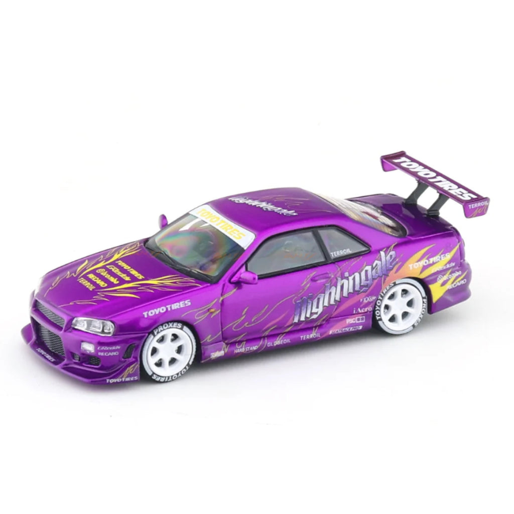 Time Micro Nissan Skyline GT-R R34 Nightingale Purple | 1:64 Die-Cast Collectible