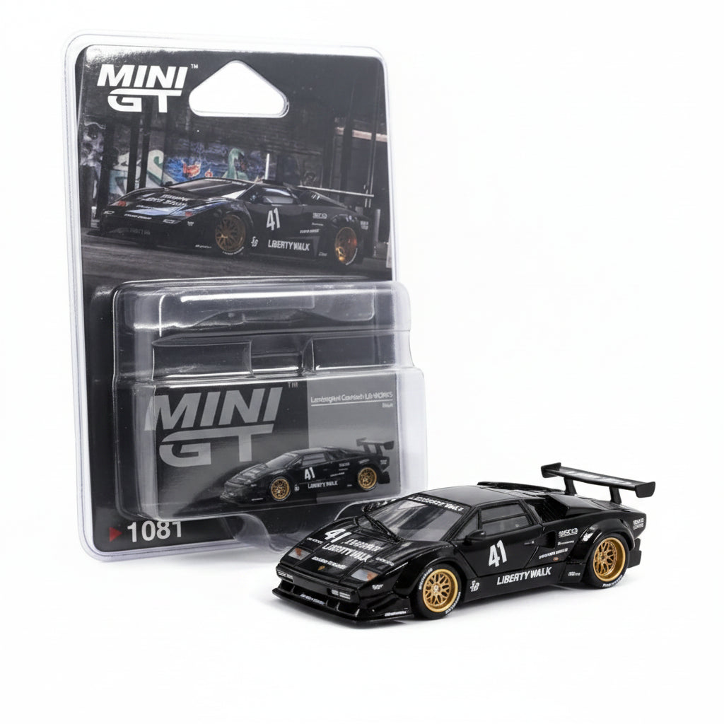 Mini GT 1:64 LB-Works Lamborghini Countach | Black | #1081 | Blister Pack | Die-Cast Collectible