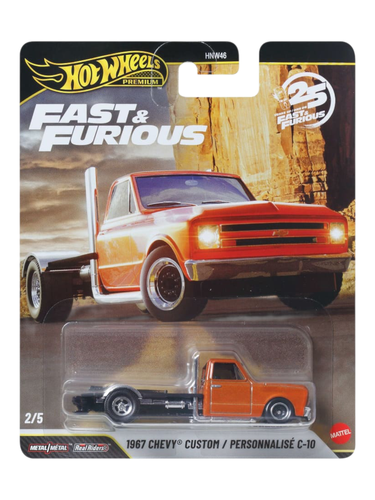 Hot Wheels Premium 1:64 Fast & Furious 25th Anniversary — 1967 Chevy Custom C-10 Fleetside | Copper | 2/5 | Die-Cast Collectible