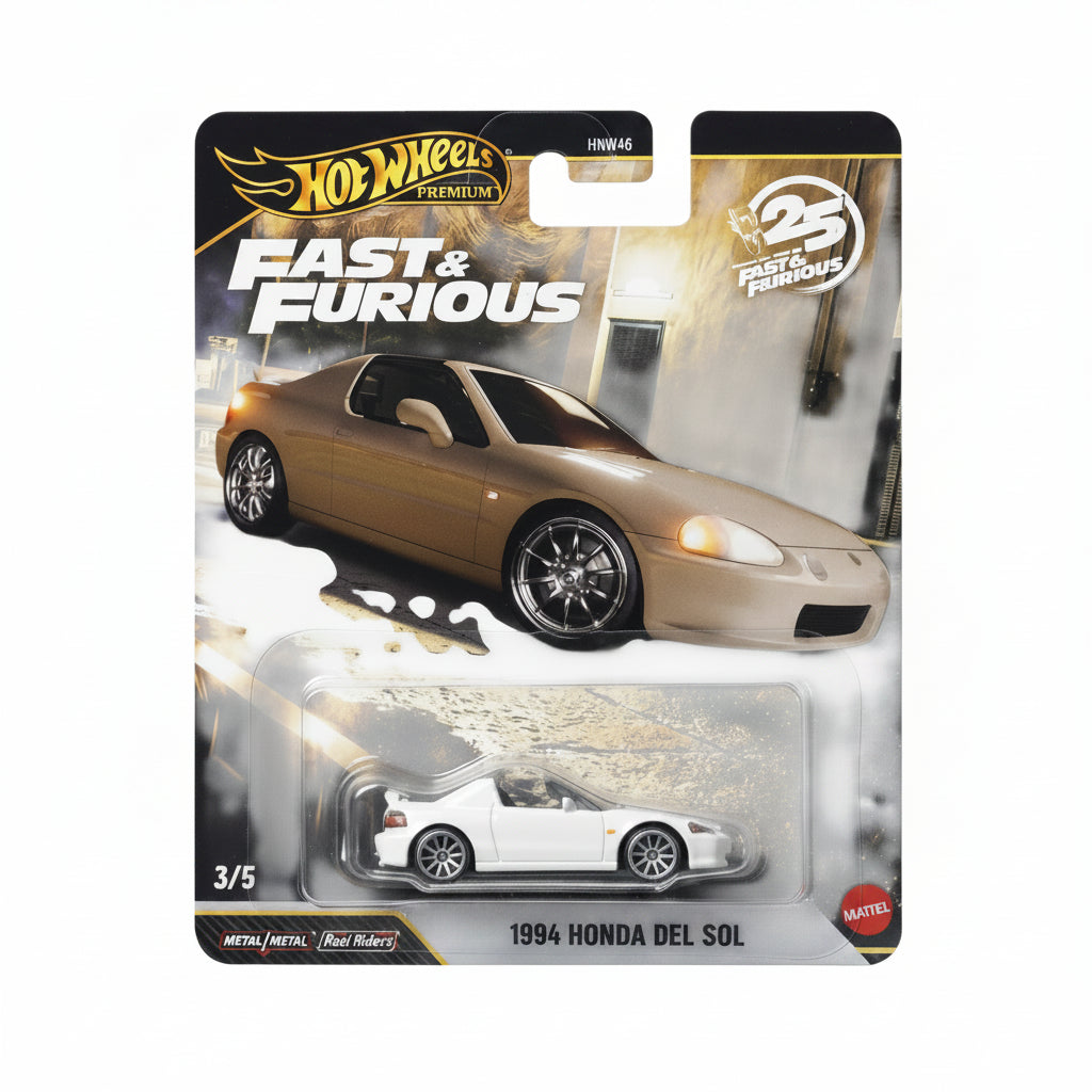 Hot Wheels Premium 1994 Honda Del Sol | Fast & Furious 25th Anniversary | 1:64 Die-Cast Collectible