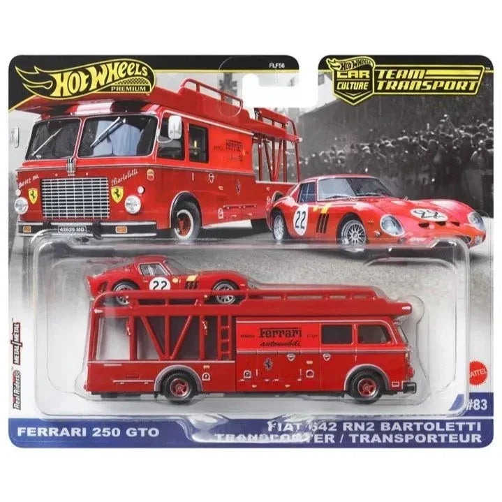 Hot Wheels Team Transport Ferrari 250 GTO & Fiat 642 RN2 Bartoletti Transporter | 1:64 Scale Die-Cast Set