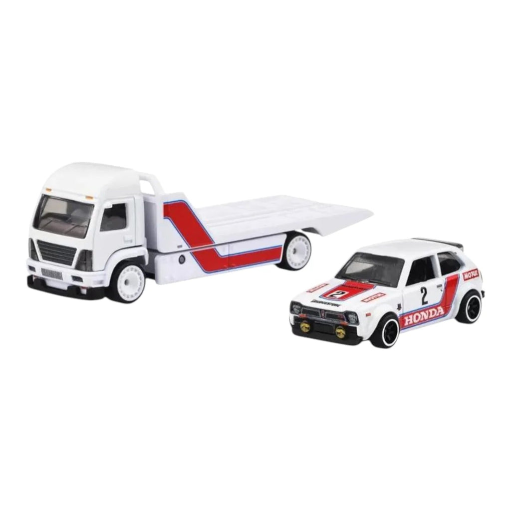 Hot Wheels Premium Team Transport '73 Honda Civic Custom | 1:64 Scale Die-Cast Collectible