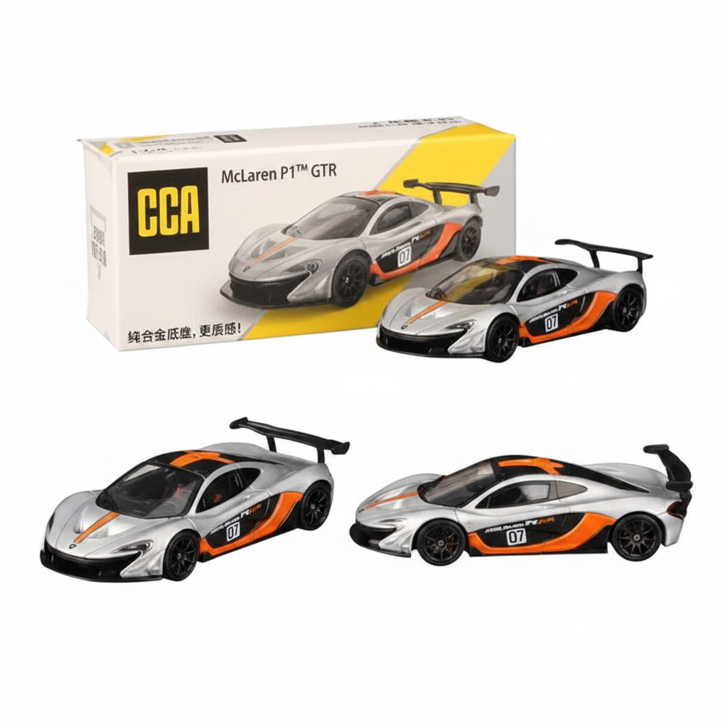 CCA 1:64 — McLaren P1 GTR | Grey | Track-Only Hypercar | Die-Cast Collectible